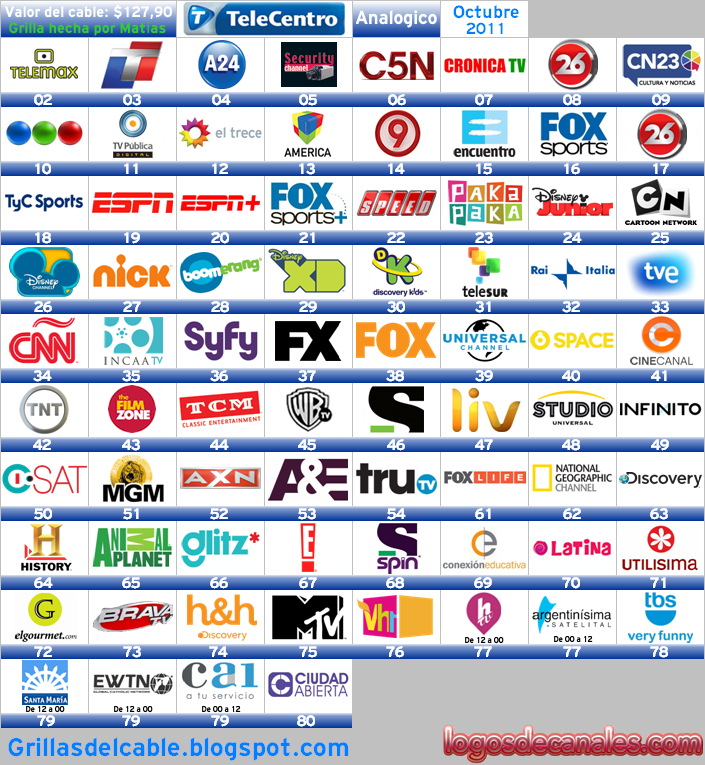 Guía de canales TeleCentro Octubre 2011 Octubre