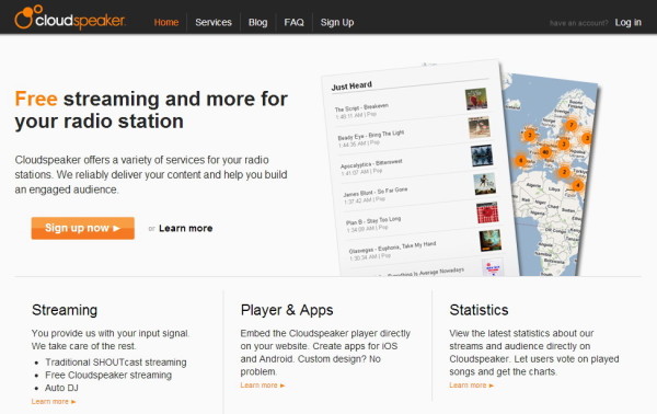 سبعة مواقع لإنشاء محطة راديو او بث فيديو على الانترنت Cloudspeaker-600x378