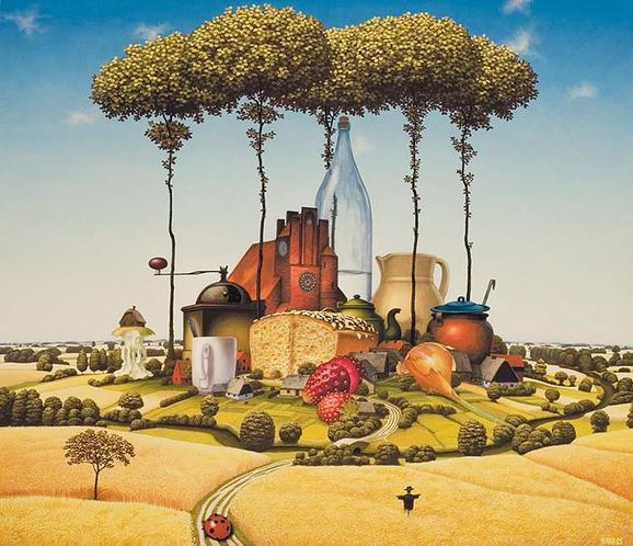 السريالية وجمالها الخيالي  Yerkaland-surreal-paintings-of-Jacek-Yerka-24