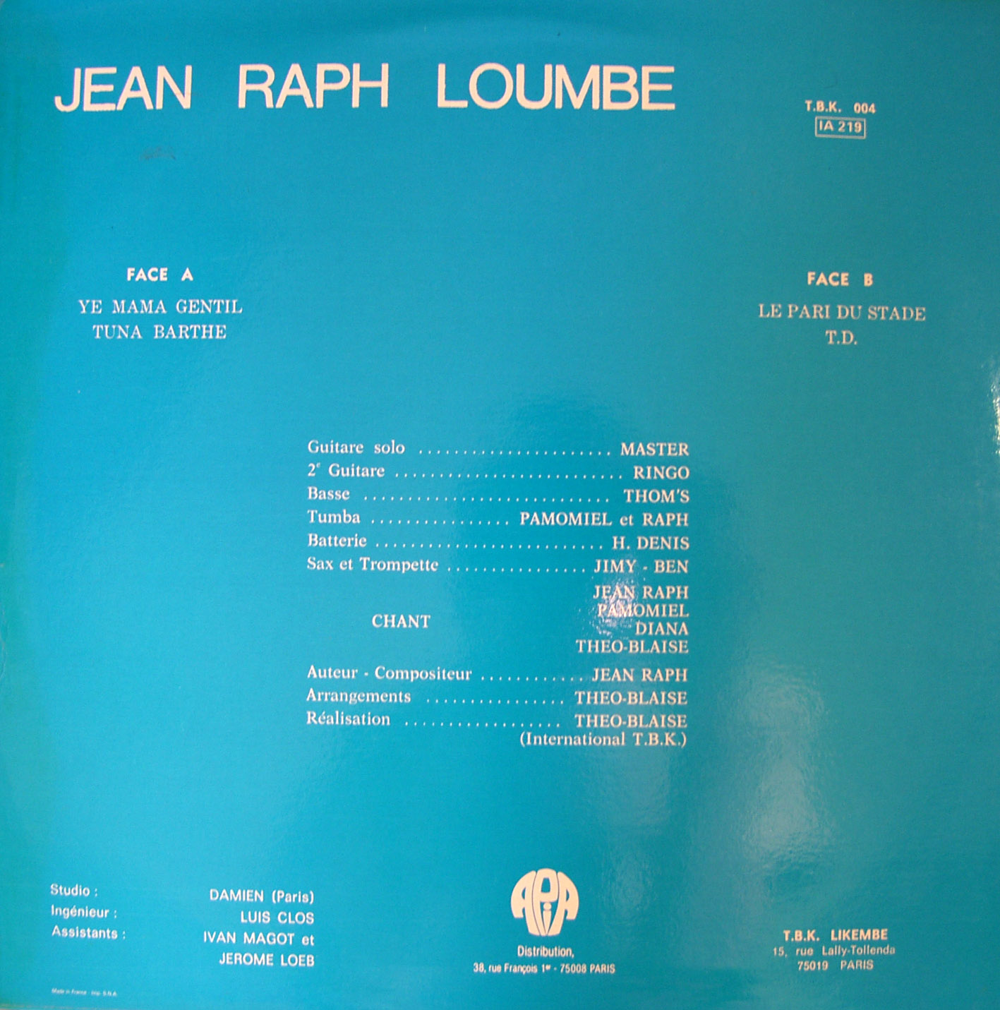    JEAN RAPH LOUMBET by JEAN RAPH LOUMBET (1980)   SH108687l