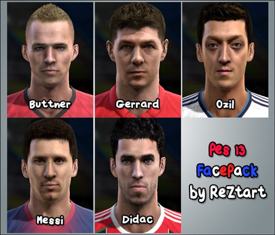 PES 2013: Faces de Buttner, Gerrard, Özil, Lionel Messi e Dídac Vilà Pv