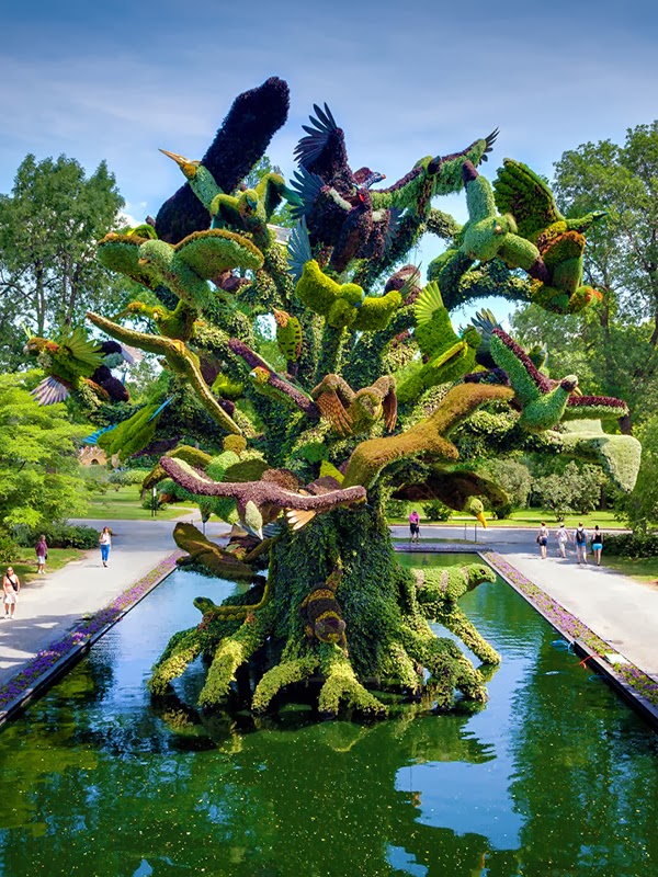 تماثيل مذهلة من النباتات والزهور في كندا - Incredibly sculptures plants Arbre-aux-oiseaux-mosaicultures-montreal