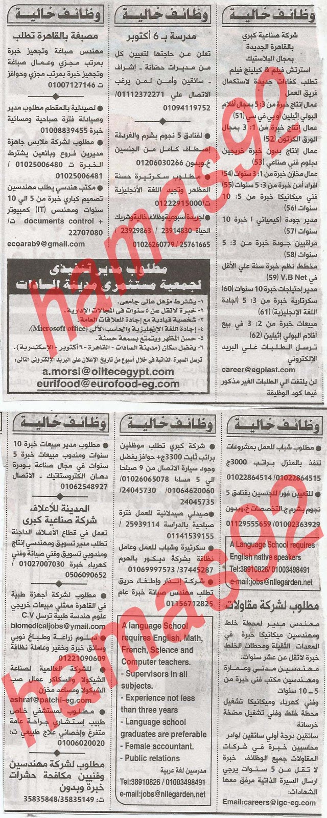وظائف خالية فى جريدة الاهرام الجمعة 12-07-2013 7