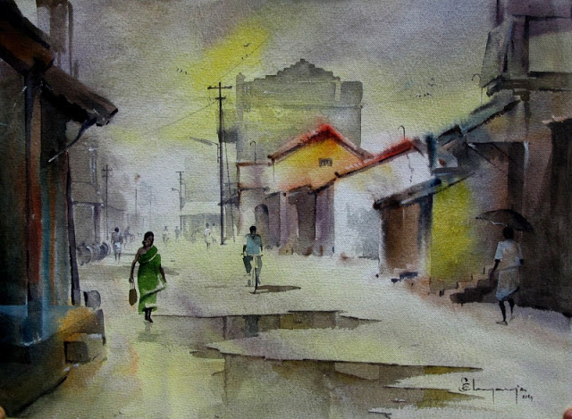 அழகான வாட்டர் பெயிட்டிங்க் Awesome_Water_Color_Painting_Art_By_Elayaraja_8