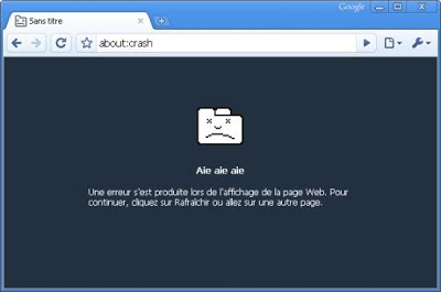 حل مشكل التوقف المفاجئ للمتصفح google chrome About_erreur