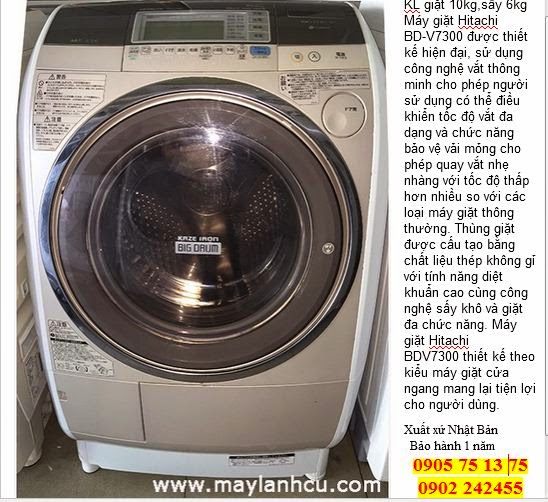 Máy giặt cũ Hitachi lồng ngang 9KG siêu tiết kiệm điện (made in Japan) Hitachi%2Bbd-v7
