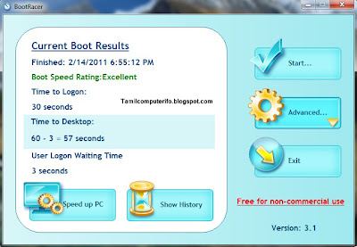 விண்டோஸ் தொடங்கும் நேரத்தை கணக்கிட BootRacer2