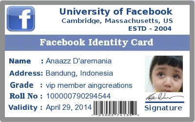 created FB Identity Card Anas