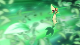 Snorunt♀ - Floresta EP715_Snivy_usando_lluevehojas