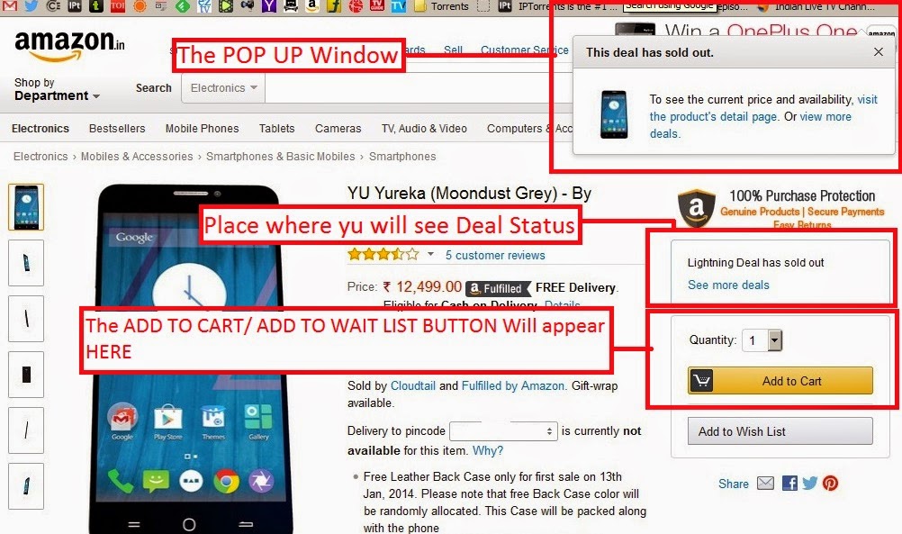 Best Trick to Buy YU Yureka in Flash Sale on Amazon Yu-yureka-deal-page-add-to-cart-its-yellow-thing-ayush-mathur