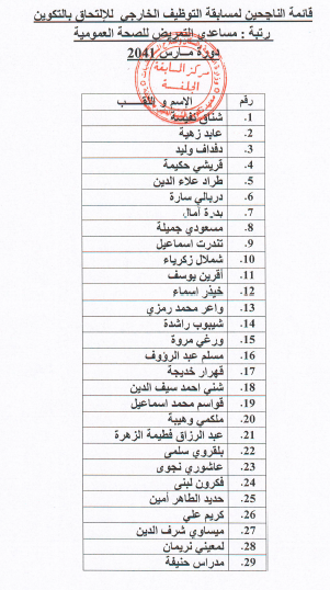  قائمة الناجحين في مسابقة الشبه الطبي لولاية بسكرة + القائمة الإحتياطية 1