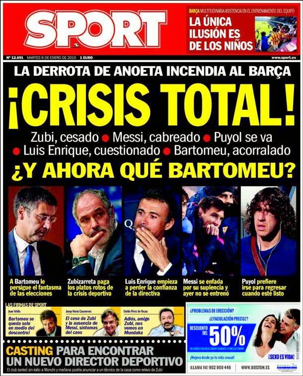 El Barça echa a Zubi... Portada-sport