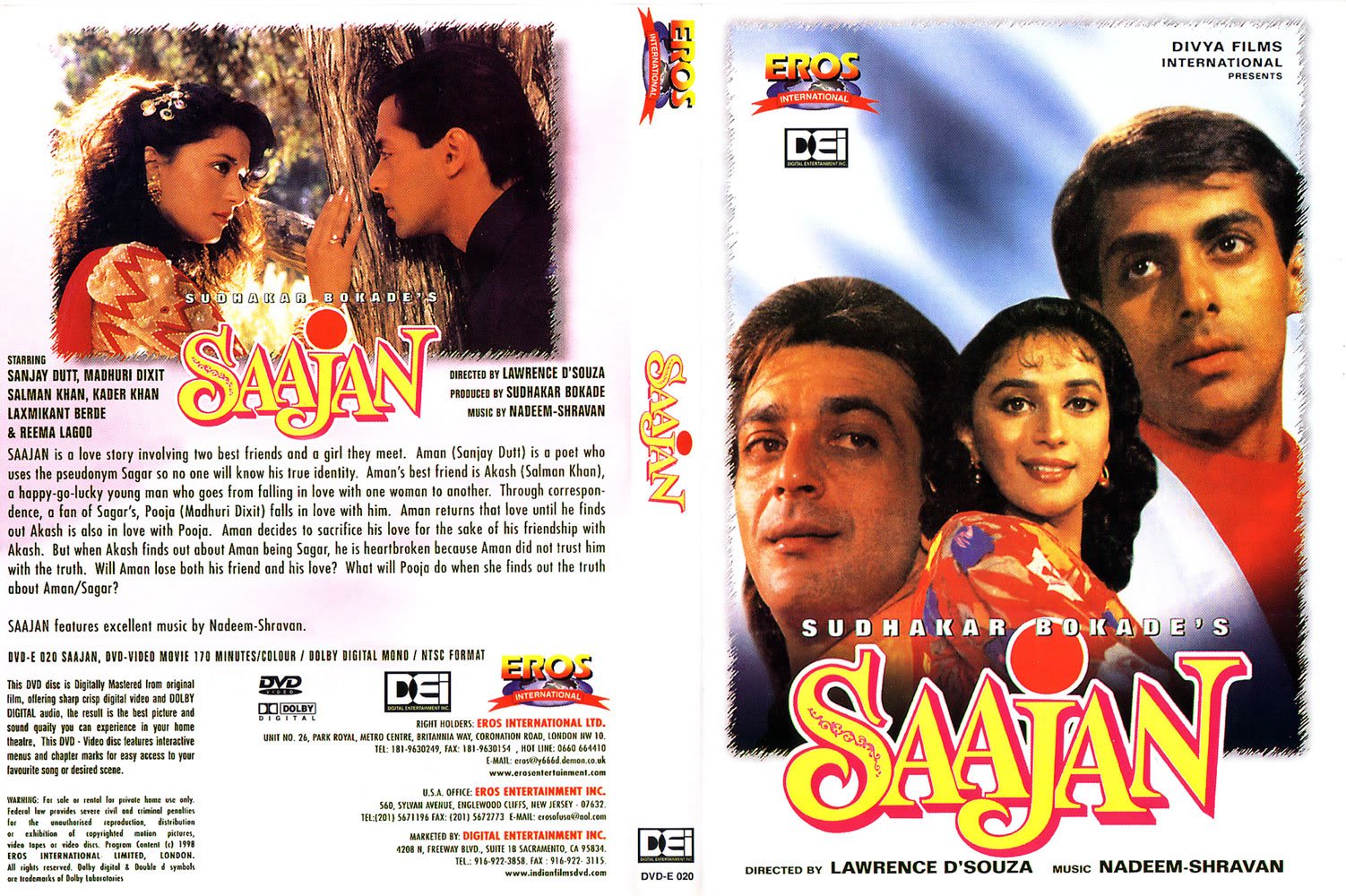 SAAJAN (1.991) con SALMAN KHAN + Jukebox + Sub. Español Saajan--front