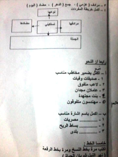  لغة عربية: امتحانات الميدترم1-2016 للصف الرابع الابتدائى "20 امتحان اون لاين" 24