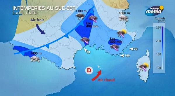  Intempéries: 15 départements du Sud-Est en alerte orange, Il y a déjà des dégâts en Ardèche Intemperies%2Bsud