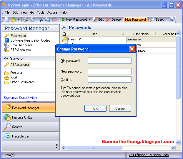 Portable Efficient Password Manager 1.68 Build 100 - quản lý password cao cấp Efficientpassword
