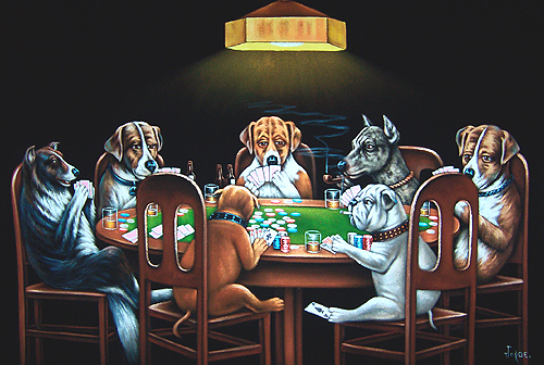 Any online poker players out there? Dogs-playing-poker