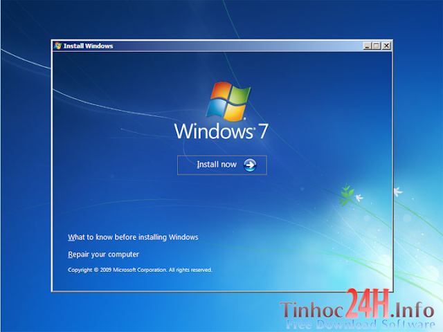 cài đặt windows 7 - install now