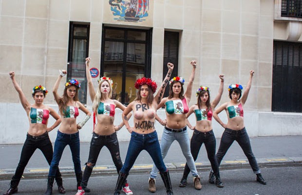 Las sicarias del poder legislativo (México) tratan de intimidar a diputada. VIDEO Femen1paris_277627415