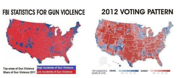 FBI's gun violence statistics to Democratic voting-interesting pattern! Pattern