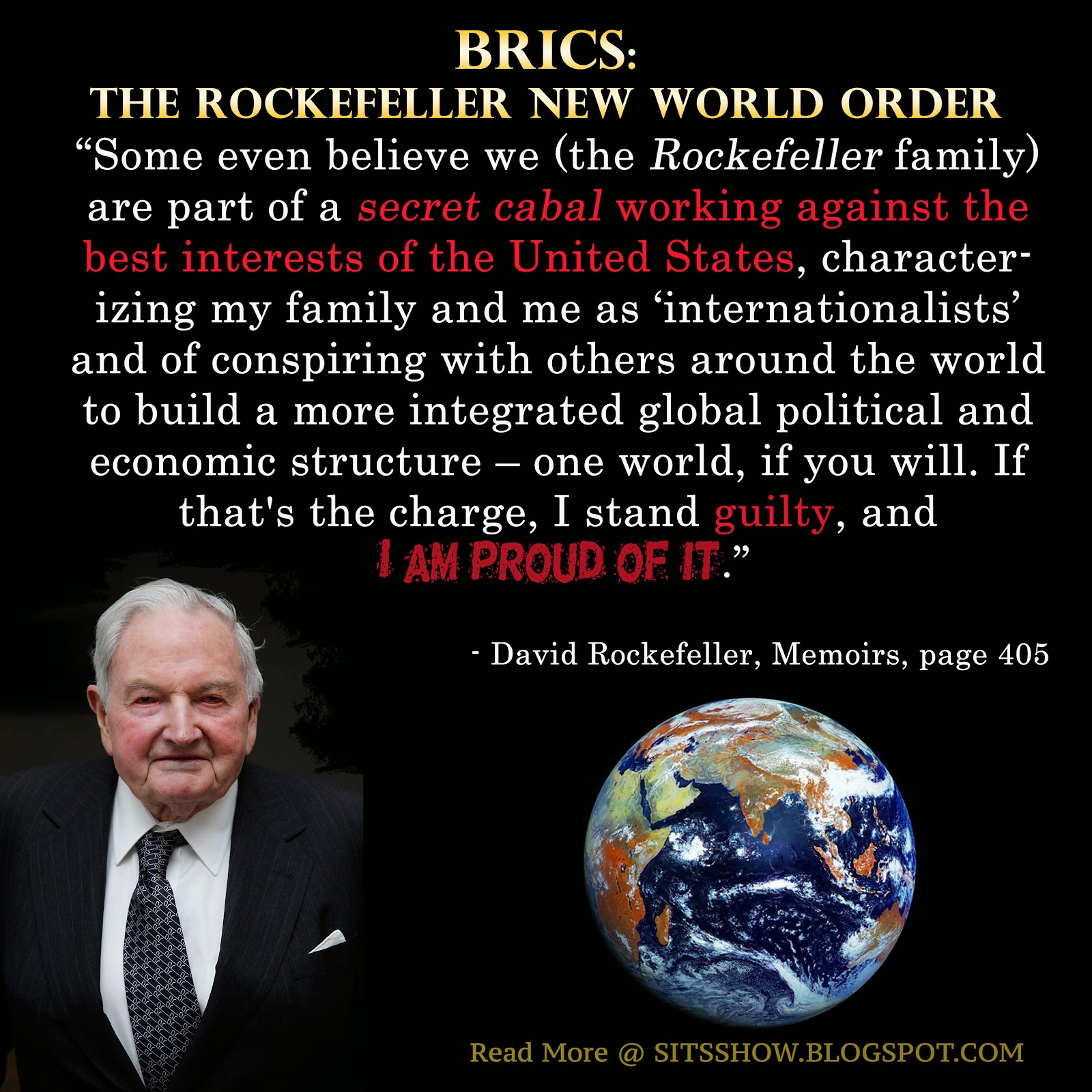 BRICS CHINA & ROCKEFELLER New World ORDER to be IMPLEMENTED 1 OCT 2016, SO NOW WE ALL KNOW WHO HAS BEEN PULLING THE STRINGS EVERY WHERE in the WORLD. BRICSRockefeller