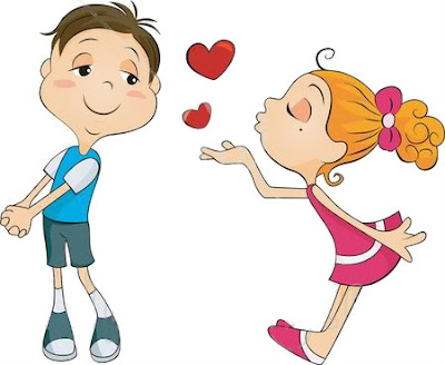 Der laufende Meter hat B-Day Girl-Kissing-Boy-Cartoon-Photo