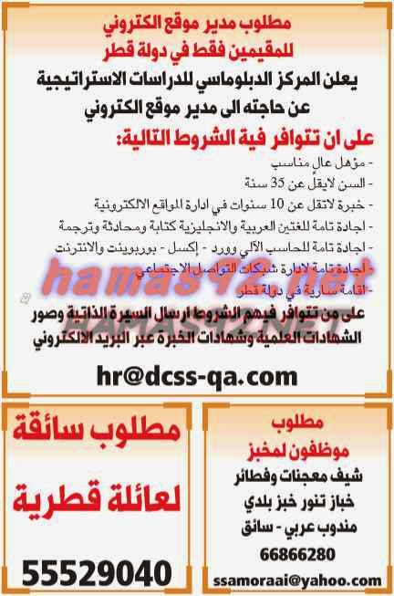 وظائف شاغرة فى الصحف القطرية الاربعاء 18-03-2015 %D8%A7%D9%84%D8%B4%D8%B1%D9%82%2B%D8%A7%D9%84%D9%88%D8%B3%D9%8A%D8%B7%2B3