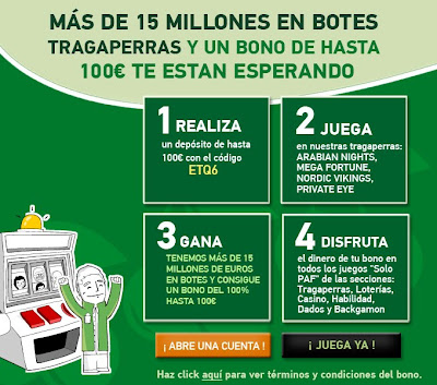 Paf Español - Consigue un bote millonario y un bono de hasta 100 € LANDING-BOTE-TRAGAPERRAS100