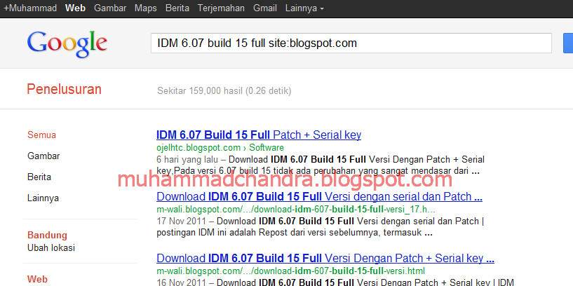 Cara mencari Serial/Crack/Patch melalui Google Idm