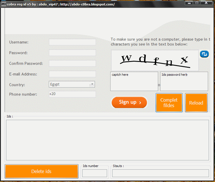 new cobra reg flood ids same password G2