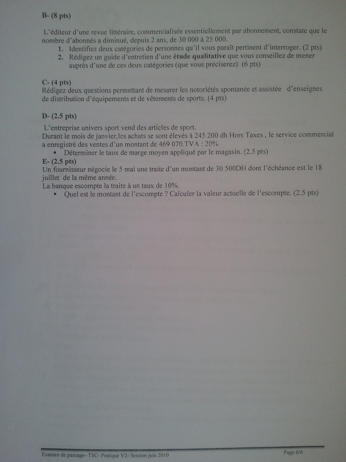 Examen de Passage TSC Pratique et Théorique 2010 05