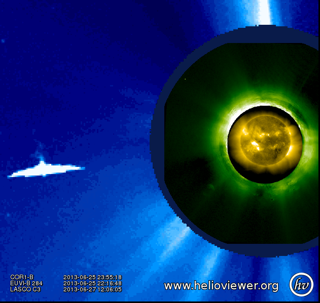 SEGUIMIENTO DE ANOMALIAS Y OBJETOS EXTRAÑOS CERCA DEL SOL. - Página 8 2013_06_27_12_01_34_COR1-B__EUVI-B_284__LASCO_C3