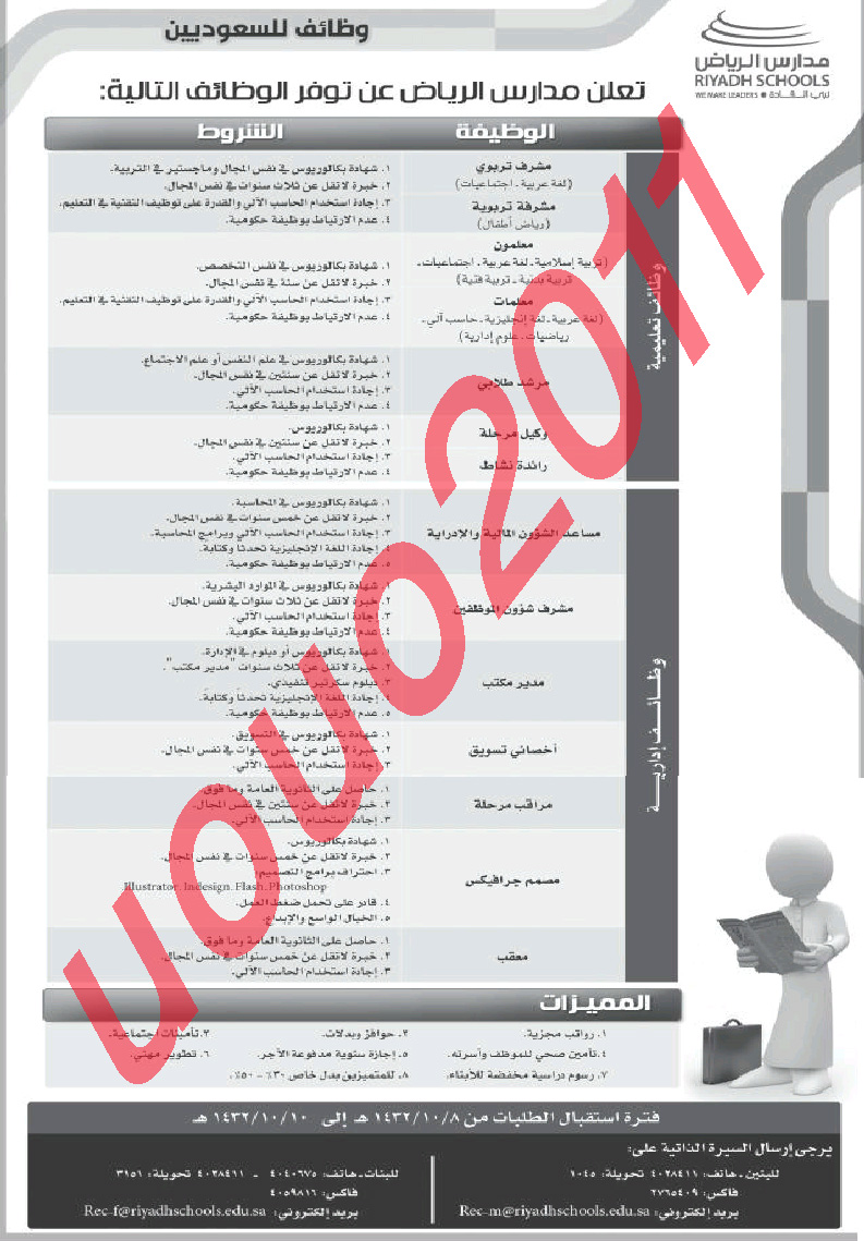 وظائف السعوديه - وظائف شاغره فى مدارس الرياض 2012  100