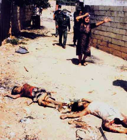 خلافات في أولمبياد لندن 2012 بسبب ما حدث في أولمبياد ميونخ سنة 1972 Sabra-shatila-children-dead