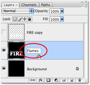 Efeito de fogo em texto - Photoshop Tutorial Rename-layer