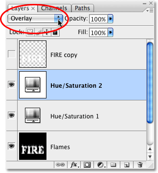 Efeito de fogo em texto - Photoshop Tutorial Overlay-blend-mode