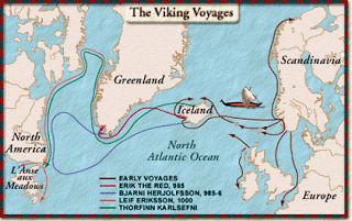 ¿Fue Colón realmente el primero en descubrir América? Mapa-de-los-viajes-de-vikingos