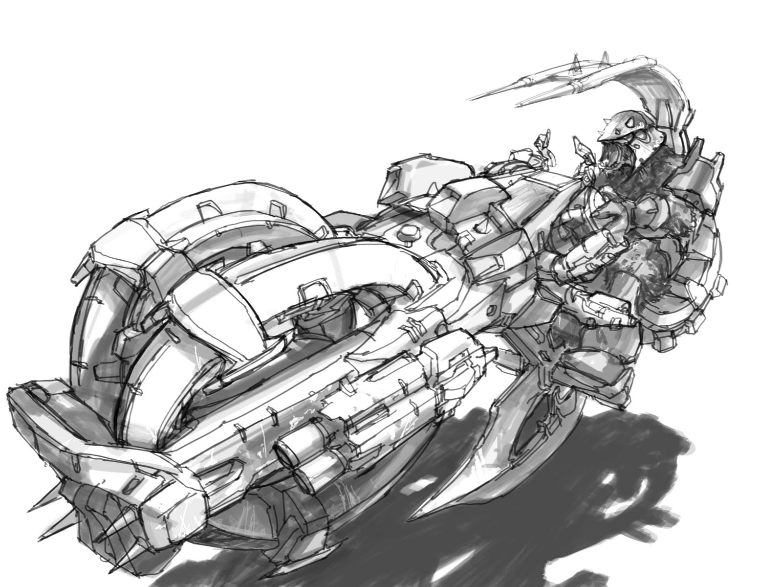 Concept, Artwork et Illustration Halo Brute-cycle_front_angle