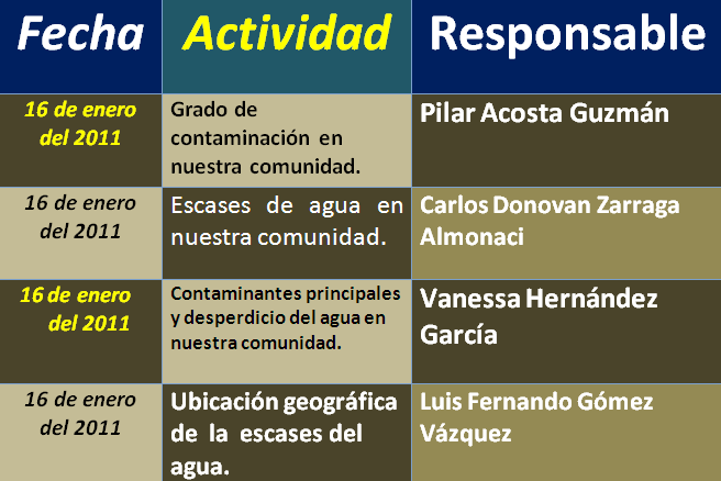 Cronograma de actividades. Cronograma