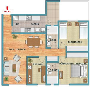 residencia hitomi ~ Plano-depa-88-m2-2dormitorios-2sshh