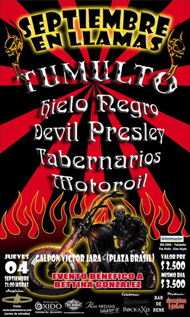 Tumulto, Hielo Negro, Devil Presley, Tabernarios y Motoroil Afiche-04-sept-COLOR