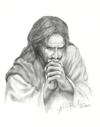 jesus pencil draw  صور للسيد المسيح بالفحم القلم الرصاص Christ%2Bpraying%2Bcompressedimg