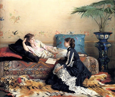 لوحات عالميه لعشاق فن الرسم 28544248_De_Jonghe_Gustave_Leonhard_Idle_Moments