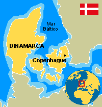 Fedas que surgem do 'nada' Mapa-dinamarca