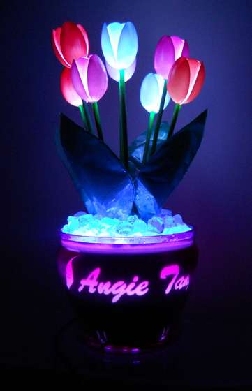 من علب الزبادى  Glowing-plastic-spoon-tulips