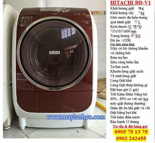 Máy giặt cũ Hitachi lồng ngang 9KG siêu tiết kiệm điện (made in Japan) HITACHI%2BBD-V1