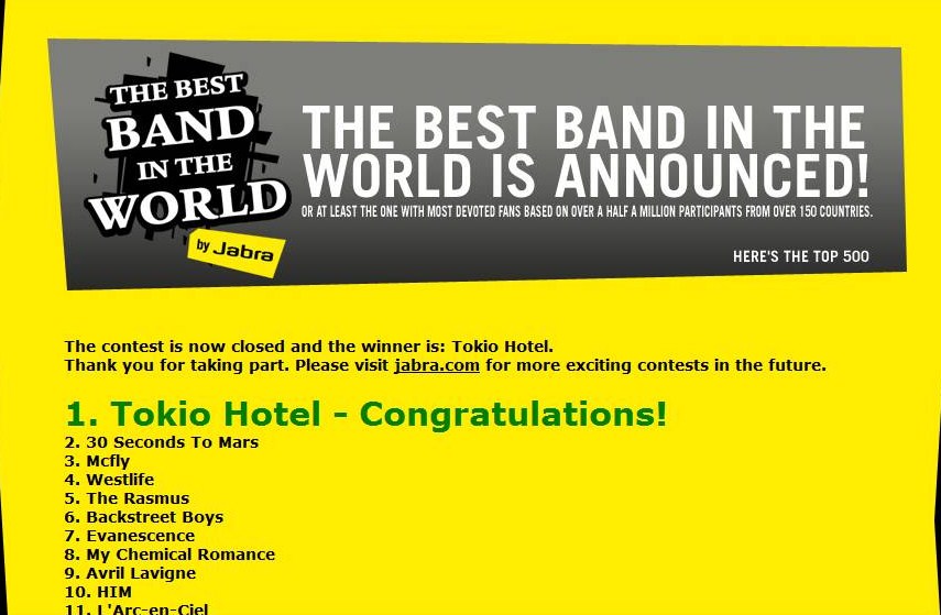 Jabra.com - Tokio Hotel gana "Mejor Banda en el Mundo" Jabra