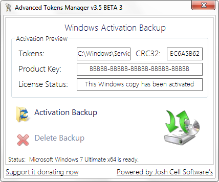 Advanced Tokens Manager - The Activation Backup Solution ATMv3.5B3