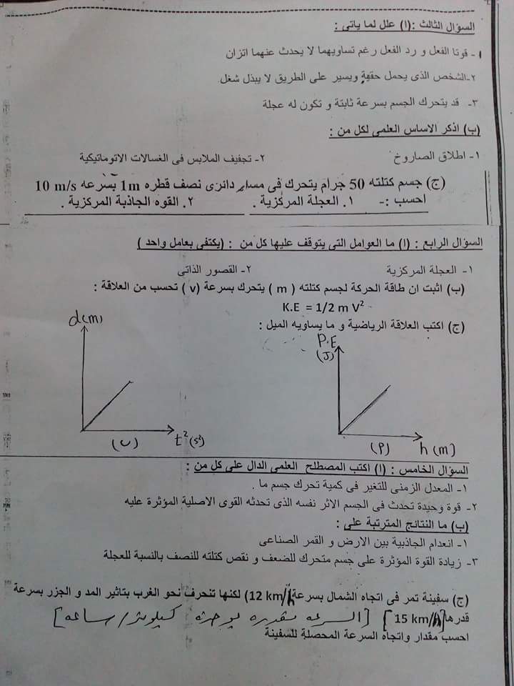 محافظة دمياط: امتحان فيزياء الصف الاول الثانوى نصف العام 2016 Modars1.com-n211