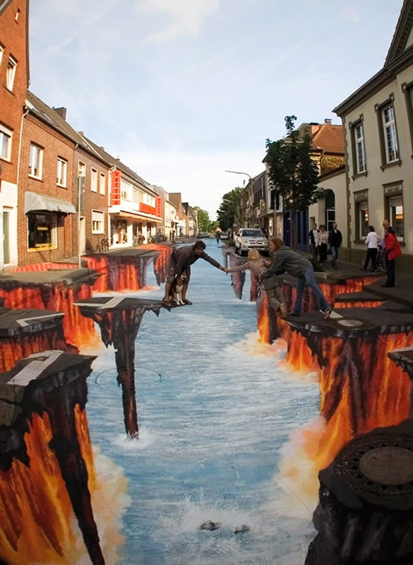 صور مضحكة فكاهية متنوعة  Amazing-3D-Pavement-Art-1